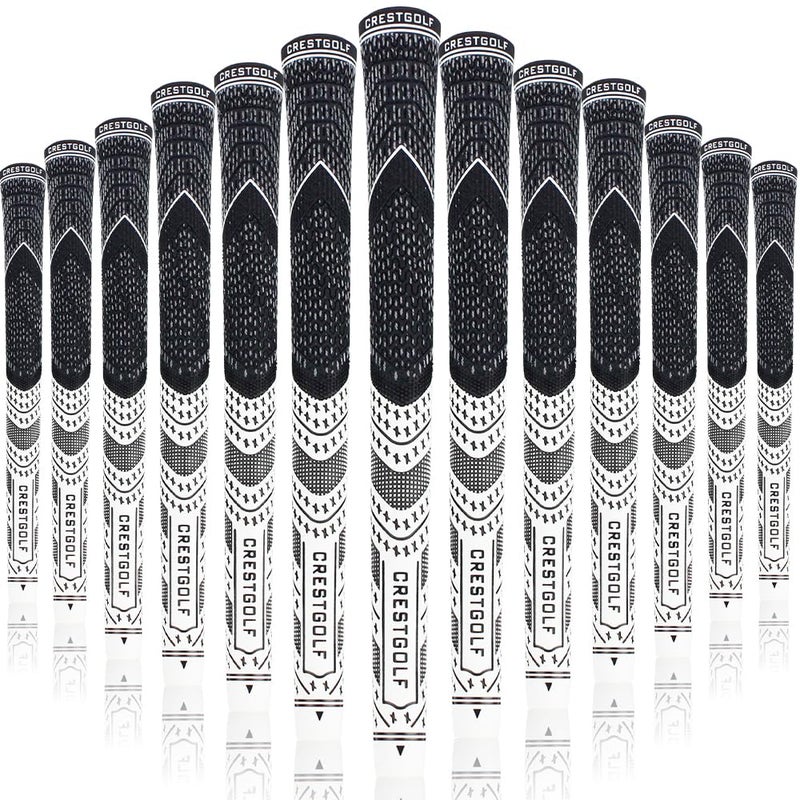 Crestgolf Multi -Compound Golf Grips,Mid Size All-Weather Control Thread Technology Rubber Combine with Carbon Yard, Anti-Slip-Set of 13(White,Midsize) - Image 1